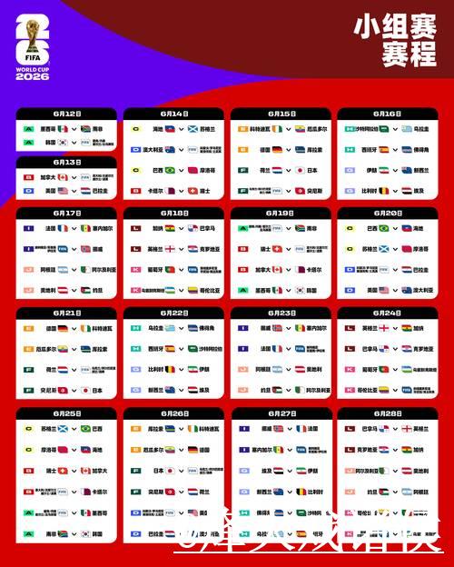 2026世界杯赛程表及直播时间安排完整版